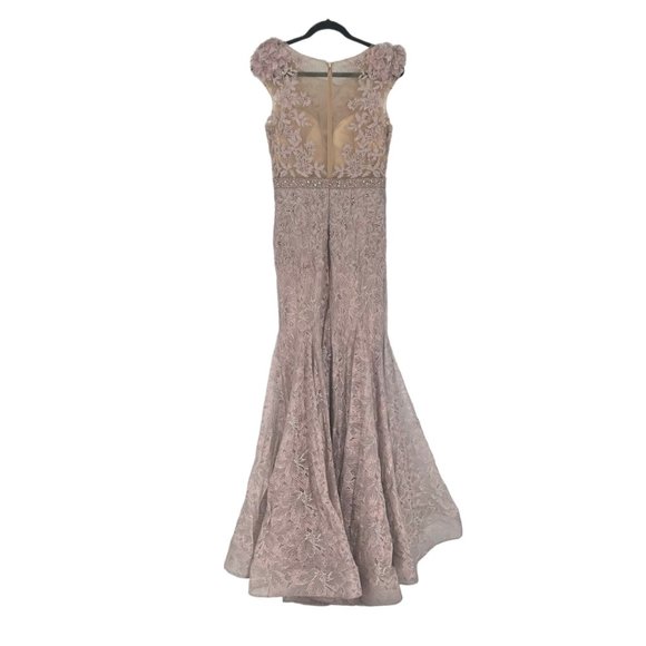 Mac Duggal Embroidered Illusion Appliqued Bodice Trumpet Gown 79368, Beaded - Picture 4 of 15